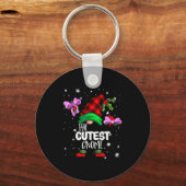 Cutest Gnome Red Buffalo Plaid Matching Family Chr キーホルダー (正面)