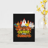 Cutest Little Turkeys Funny Thanksgiving Teacher D カード (黄色い花)