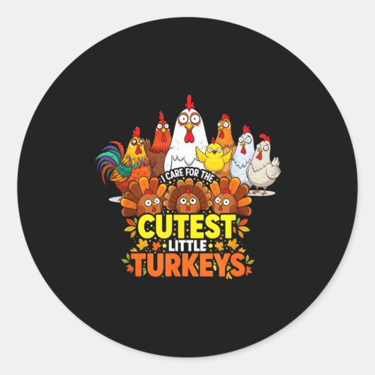Cutest Little Turkeys Funny Thanksgiving Teacher D ラウンドシール (正面)