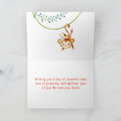 Cutest Monkey最初の誕生日 サンキューカード (内部)