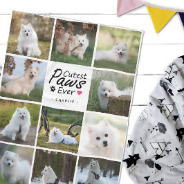 Cutest Paws Ever モダン Family Dog Photo Collage フリースブランケット