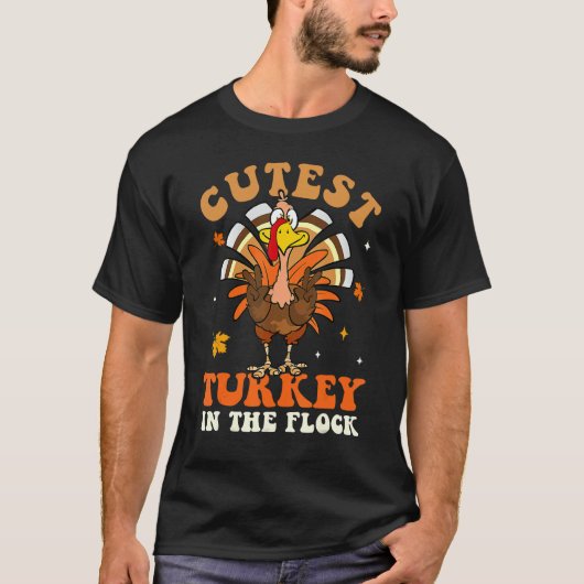 Cutest Turkey In The Flock Autumn Thanksgiving Gro Tシャツ (正面)