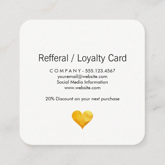 Cutesy金ゴールドハートありがとう ロイヤリティカード (裏面)