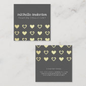 Cutesy金ゴールドハートパターン スクエア名刺 (正面/裏面)