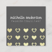 Cutesy金ゴールドハートパターン スクエア名刺 (正面)