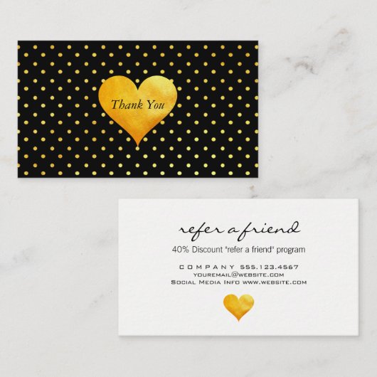 Cutesy金ゴールドハート水玉模様ありがとう/紹介 紹介カード (正面/裏面)