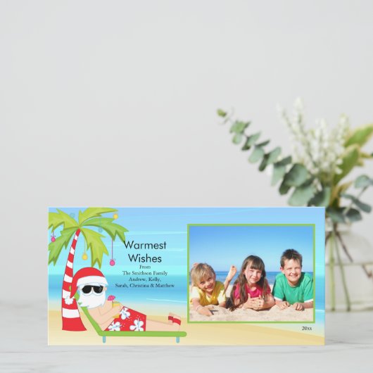 CuteTropicalのクリスマスのサンタの家族写真カード シーズンカード (スタンド正面)