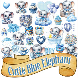 Cutie Blue Elephant - Little Peanut シール