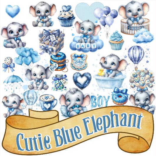 Cutie Blue Elephant - Little Peanut シール