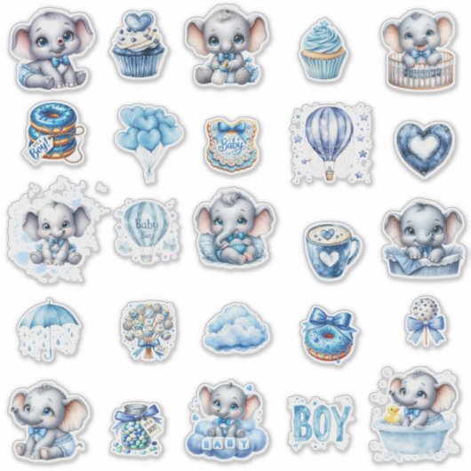 Cutie Blue Elephant - Little Peanut シール (正面)