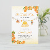 Cutie Girl Orange Clothesline Baby Shower 招待状 (スタンド正面)