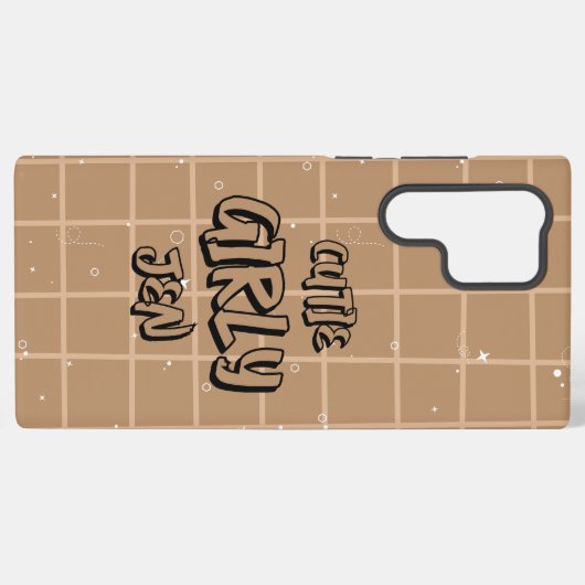 Cutie Girly Brown Gingham Samsung Galaxyケース (裏面横)