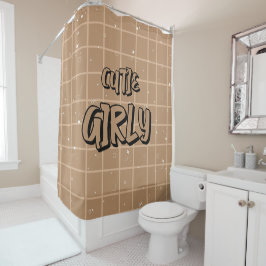 Cutie Girly Brown Gingham Shower Curtain シャワーカーテン