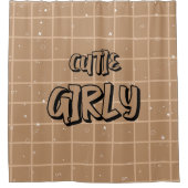 Cutie Girly Brown Gingham Shower Curtain シャワーカーテン (正面)