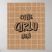 Cutie Girly Brown Gingham Wall Art ポスター (正面)