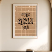 Cutie Girly Brown Gingham Wall Art ポスター