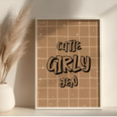 Cutie Girly Brown Gingham Wall Art ポスター