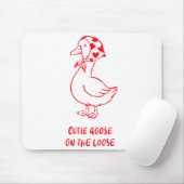 Cutie Goose Valentine Hearts Bandana Cute Barnyard マウスパッド (マウス)