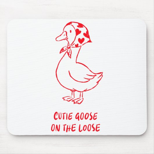 Cutie Goose Valentine Hearts Bandana Cute Barnyard マウスパッド (正面)