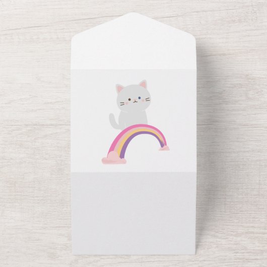 Cutie Kitten Cat                 オールインワン招待状 (外側)