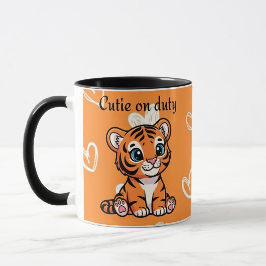 Cutie on Duty Pillow | Cute Baby Tiger Design マグカップ (左)