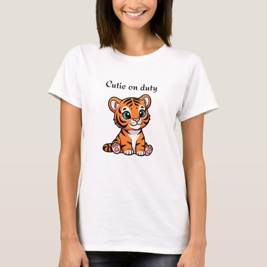 Cutie on Duty Shirt | Cute Baby Tiger Tee Tシャツ (正面)