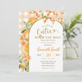 Cutie Orange Gingham baby shower invitation 招待状 (スタンド正面)