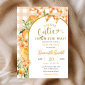 Cutie Orange Gingham baby shower invitation 招待状
