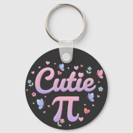 Cutie Pi Symbol Math Pun Pink Butterfly Hearts キーホルダー