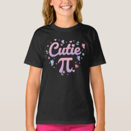 Cutie Pi Symbol Math Pun Pink Butterfly Hearts Tシャツ