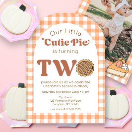 Cutie Pie 2nd Birthday Photo Invitation 招待状
