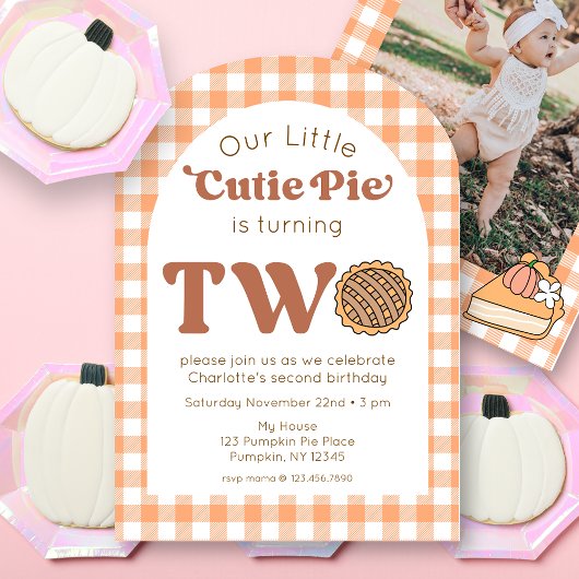 Cutie Pie 2nd Birthday Photo Invitation 招待状