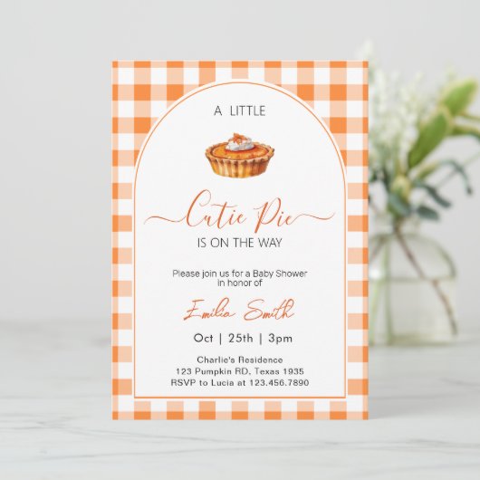  Cutie Pie Baby Shower 招待状 (スタンド正面)