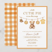 Cutie Pie Bear Boy Baby Shower Invitation 招待状 (正面/裏面)