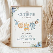Cutie Pie Blue Fall Boy Baby Shower Welcome ポスター