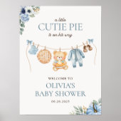 Cutie Pie Blue Fall Boy Baby Shower Welcome ポスター (正面)