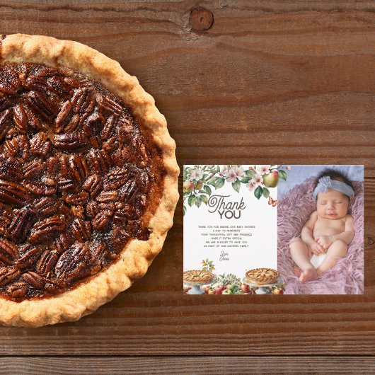 Cutie Pie | Fall Autumn Baby Shower  サンキューカード