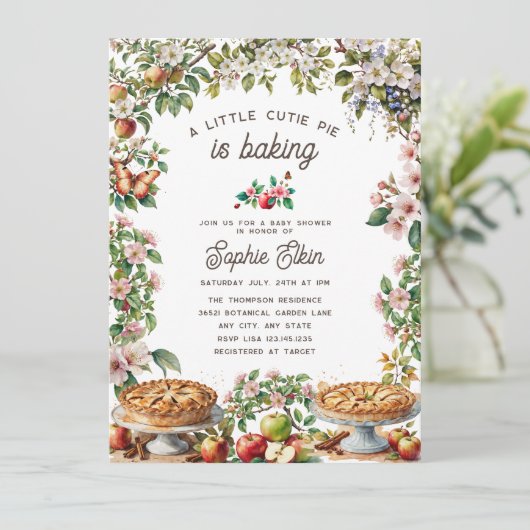 Cutie Pie | Fall Autumn Baby Shower 招待状 (スタンド正面)