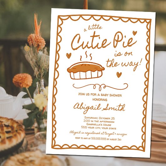 Cutie Pie Fall Baby Shower Invitation 招待状