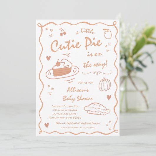 Cutie Pie Fall Baby Shower Invitation 招待状 (スタンド正面)