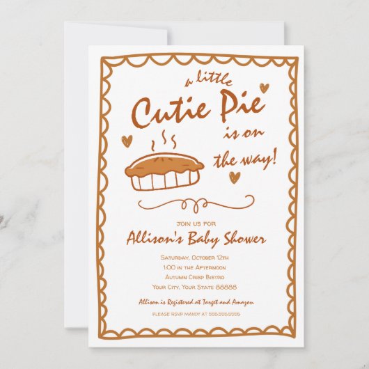 Cutie Pie Fall Baby Shower Invitation 招待状 (正面)