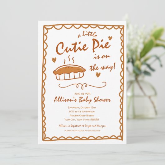 Cutie Pie Fall Baby Shower Invitation 招待状 (スタンド正面)