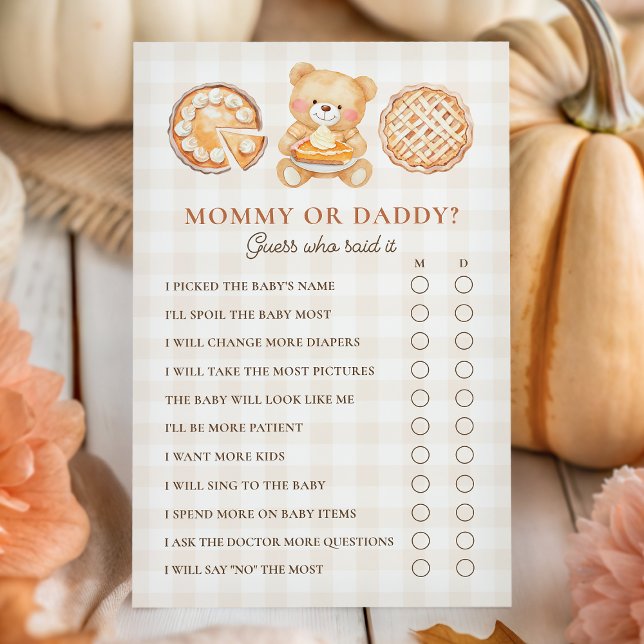 Cutie Pie Fall Baby Shower Mommy or Daddy Game (クリエイターアップロード済み)
