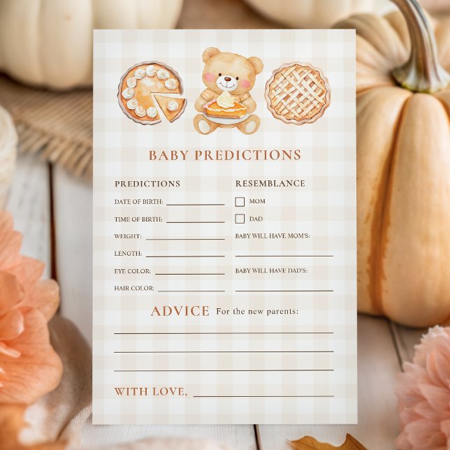 Cutie Pie Fall Baby Shower Predictions Advice Game (クリエイターアップロード済み)