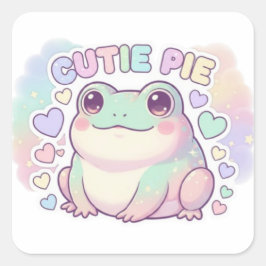 Cutie Pie Frog Sticker Cute Sparkle Frog Kawaii Ae スクエアシール