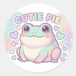 Cutie Pie Frog Sticker Cute Sparkle Frog Kawaii Ae ラウンドシール