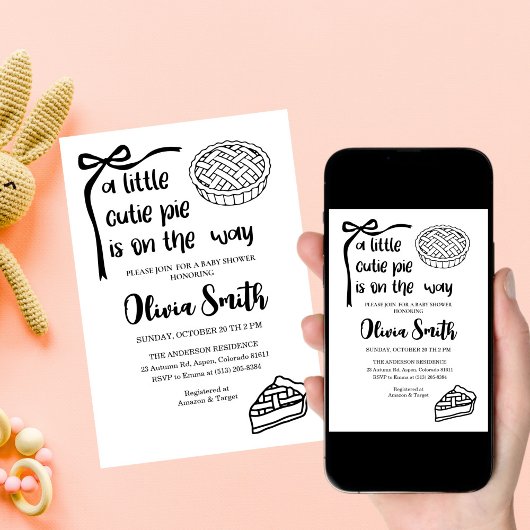 Cutie Pie is on the Way, Fall Baby Shower 招待状