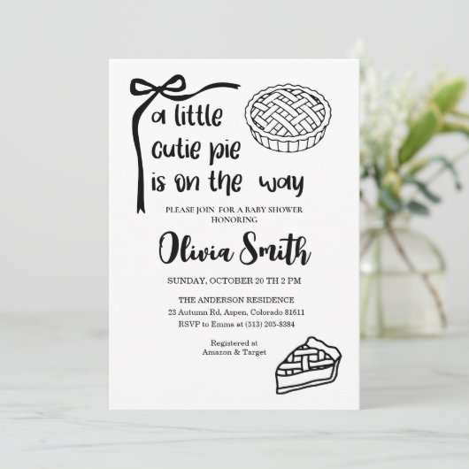 Cutie Pie is on the Way, Fall Baby Shower 招待状 (スタンド正面)