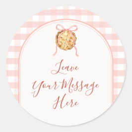 Cutie Pie Pastel Pink Bow Baby Shower Your Message ラウンドシール