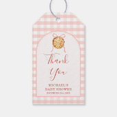 Cutie Pie Pastel Pink Bow Gingham Fall Baby Shower ギフトタグ (裏面)